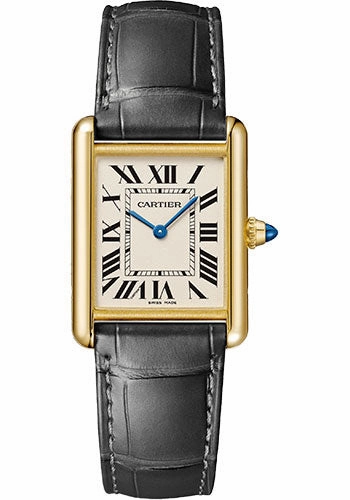 Cartier Tank Louis Cartier Watch - 33.7 mm x 25.5 mm Yellow Gold Case - Grained Silvered Dial - Dark Gray Alligator Strap - WGTA0067 