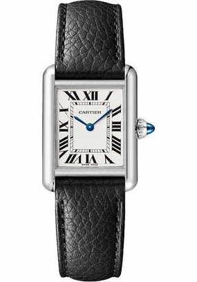 Cartier Tank Must Watch - 29.5 mm x 22 mm Steel Case - Silvered Dial - Interchangeable Black Grained Calfskin Strap - WSTA0042 