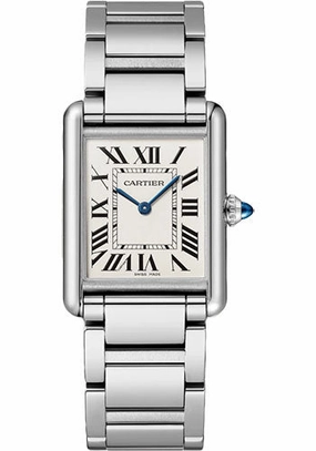 Cartier Tank Must Watch - 33.7 mm x 25.5 mm Steel Case - Silvered Dial - Interchangeable Bracelet - WSTA0052 