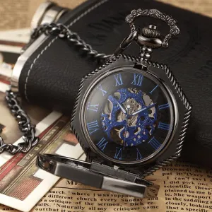 Carved Octagonal Mechanical Pocket Watch Retro Rome 