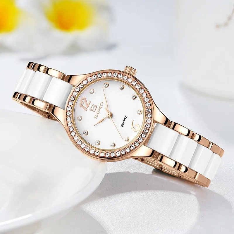 Ceramic Ladies Waterproof Bracelet Watch 