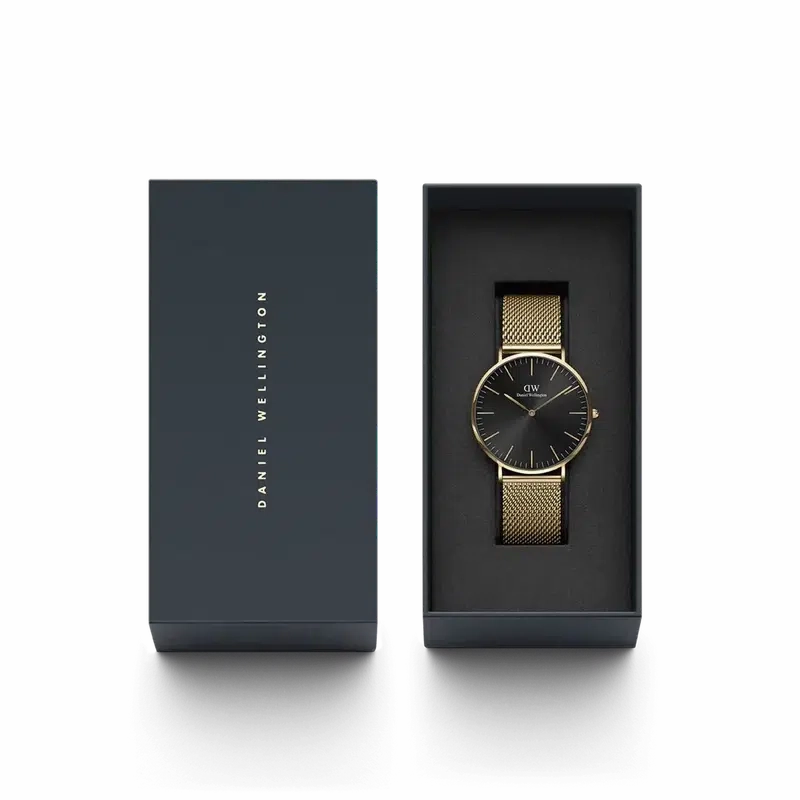 Daniel Wellington Classic Mesh Onyx Gold Watch 40mm