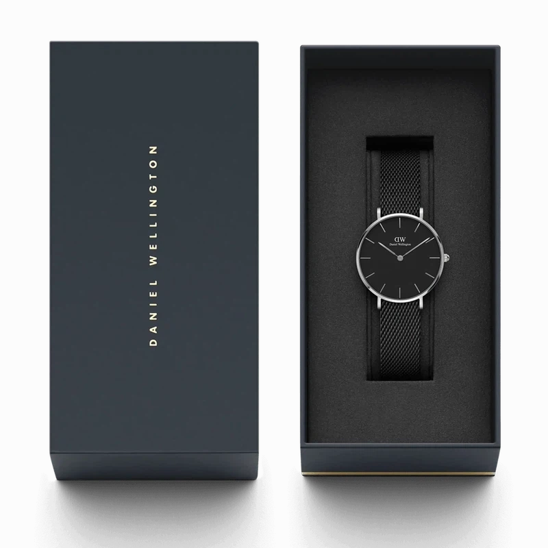 Daniel Wellington Petite Ashfield Silver Black Watch 28mm