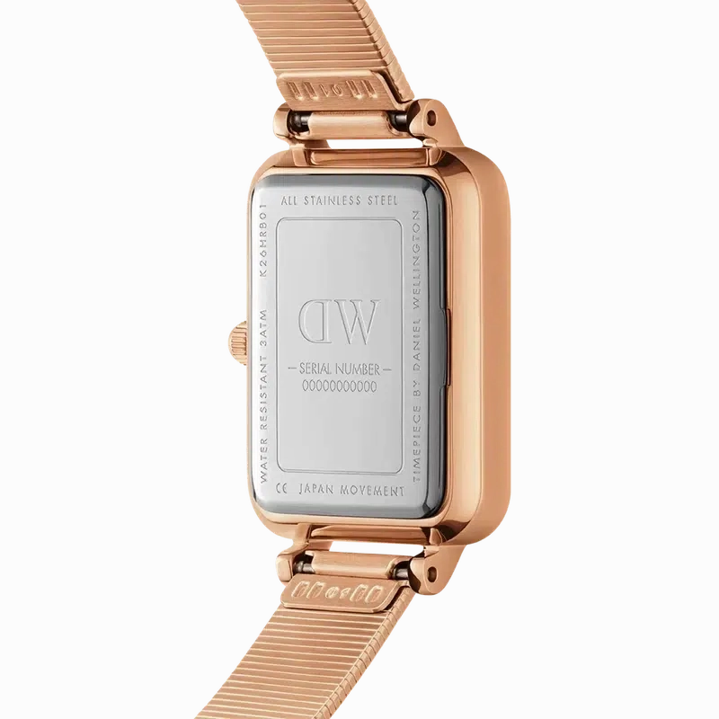 Daniel Wellington Quadro Lumine Pressed Piano Rose Gold Watch 20x26mm