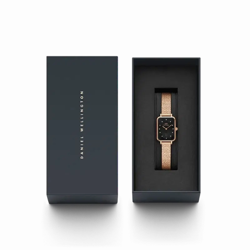 Daniel Wellington Quadro Lumine Pressed Piano Rose Gold Watch 20x26mm