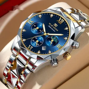 Double Calendar Tungsten Steel Waterproof Quartz Watch 
