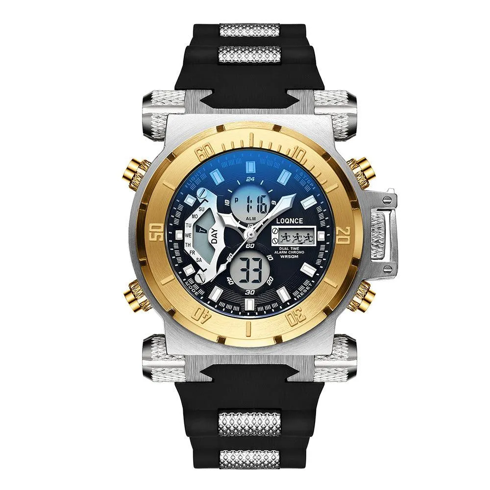 Dual Display Electronic Watch Dual Movement Chronograph Luminous 
