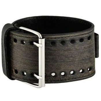 Echo Black Watch with Stitched Leather Wide Cuff
