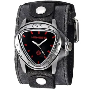 Echo Black Watch with Stitched Leather Wide Cuff 