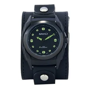 Eternity Black/Green Watch with Black Leather Cuff LBB081G 