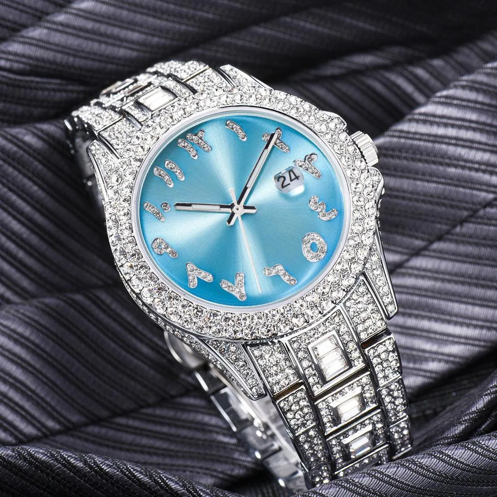 European And American Hip Hop Diamond Full Diamond Business Men's Waterproof Quartz Watch 