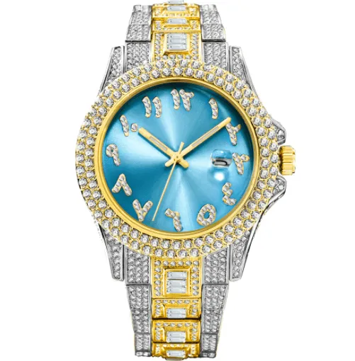 European And American Hip Hop Diamond Full Diamond Business Men's Waterproof Quartz Watch