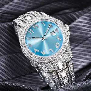 European And American Hip Hop Diamond Full Diamond Business Men's Waterproof Quartz Watch 