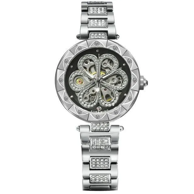 European And American Ladies Fashion Casual Rhinestone Hollow Mechanical Waterproof