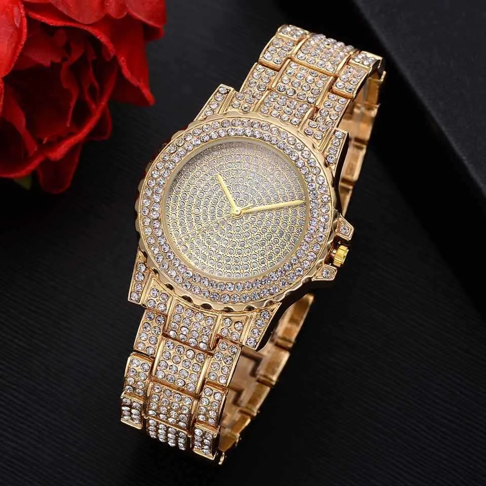 Fashion Creative Diamond Full Diamond Round Watch Pearl Bracelet Earring Necklace