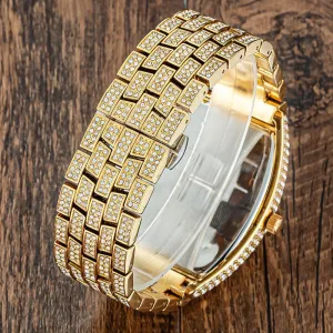 Fashion Personality Full Diamond Barrel Digital Men's Watch 