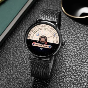 Fashion Quartz Calendar Alloy Mesh Belt Men's Watch 