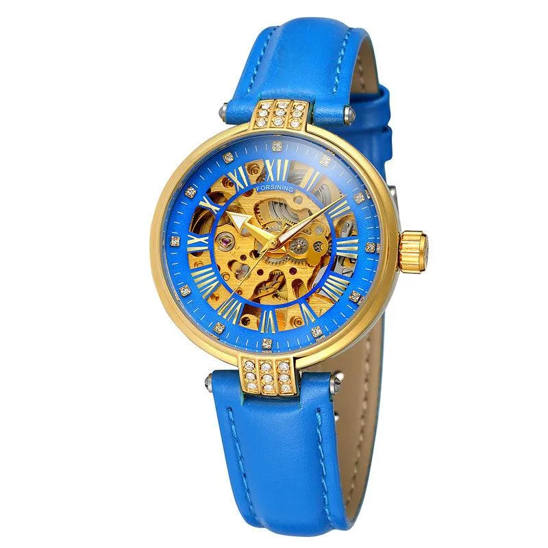 Forsining Ladies Fashion Casual Hollow Waterproof Automatic Mechanical Watch
