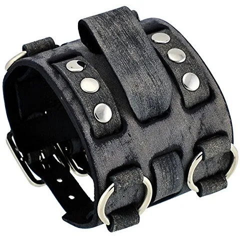 FWB257K Nemesis night super glow index 3 strips vintage leather cuff mens watch