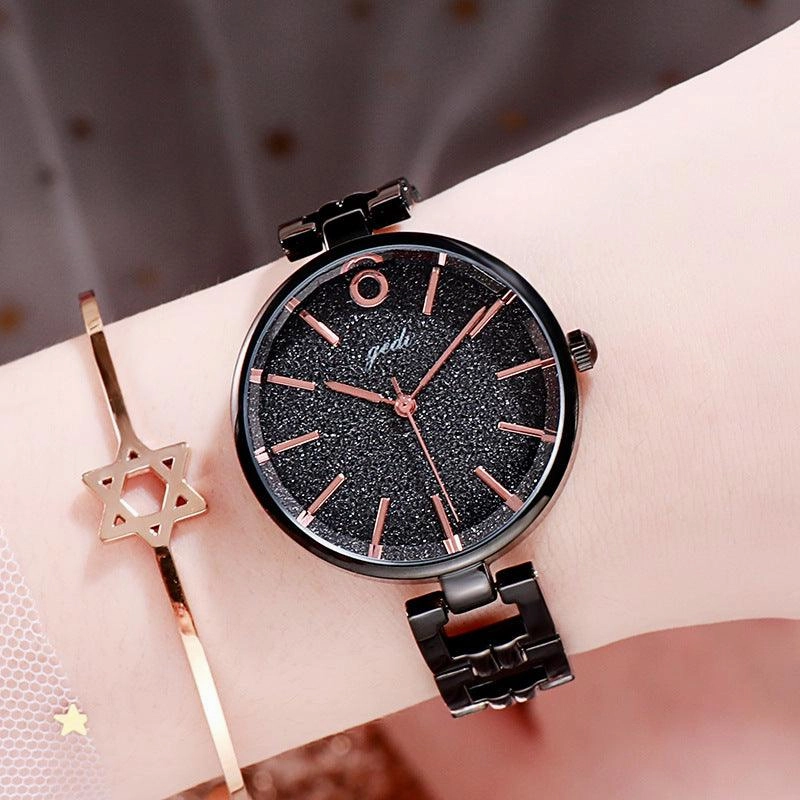 GEDI New Starry Fashion Women's Watch Student Trendy Steel Belt Watch Internet Celebrity Same Simple Ins Style Women's Watch