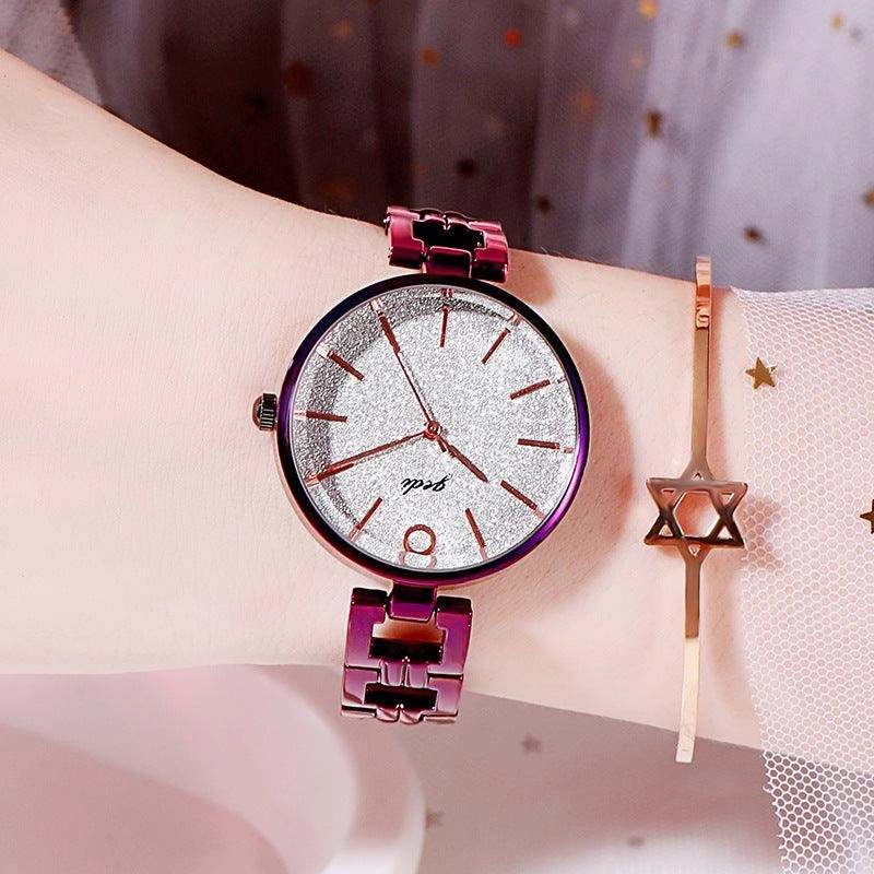 GEDI New Starry Fashion Women's Watch Student Trendy Steel Belt Watch Internet Celebrity Same Simple Ins Style Women's Watch