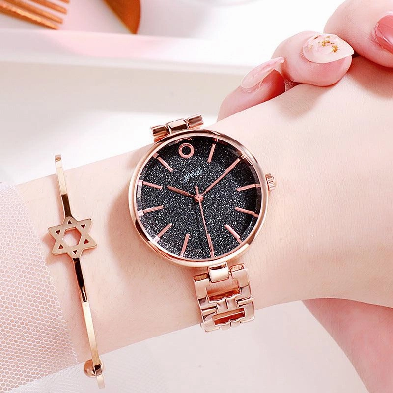 GEDI New Starry Fashion Women's Watch Student Trendy Steel Belt Watch Internet Celebrity Same Simple Ins Style Women's Watch