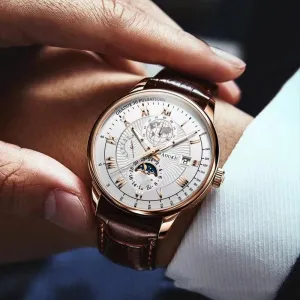 Genuine Leather Watch Men's Luminous Calendar Quartz 