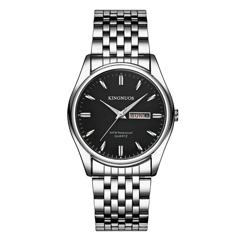 Genuine Men's Bar Ding Women's Dual-calendar Waterproof Non-Mechanical Quartz Watch 