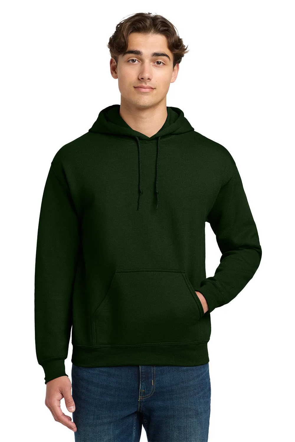 Gildan Mens DryBlend Moisture Wicking Hooded Sweatshirt Hoodie w/ Pouch Pocket - Forest Green  Affordable Clothing Gildan