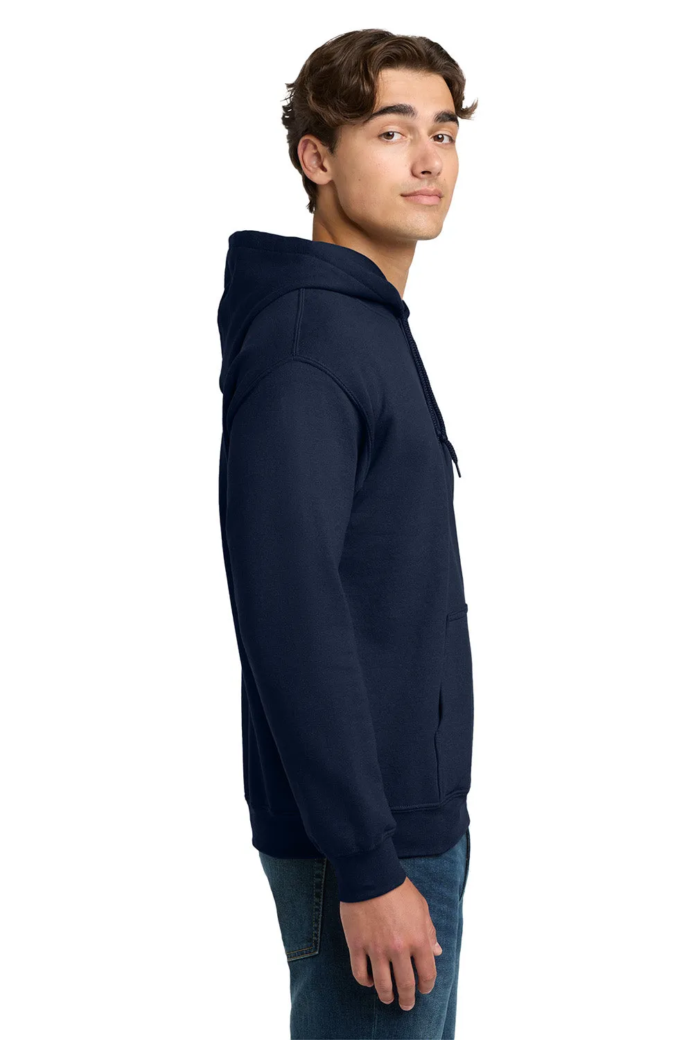 Gildan Mens DryBlend Moisture Wicking Hooded Sweatshirt Hoodie w/ Pouch Pocket - Navy Blue  Affordable Clothing Gildan