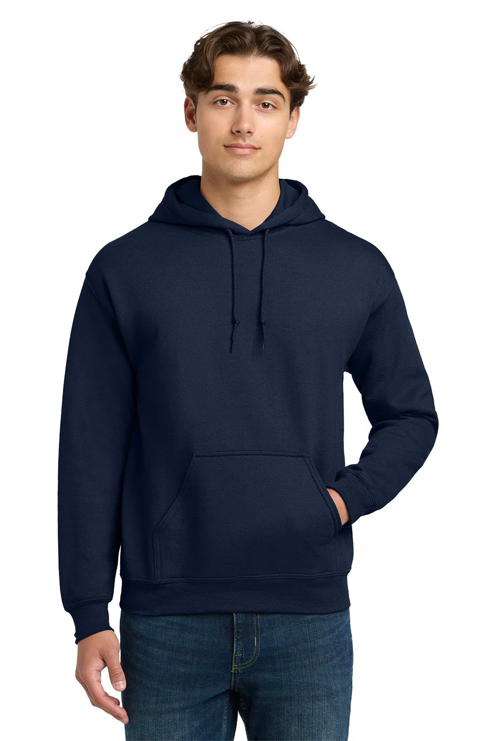 Gildan Mens DryBlend Moisture Wicking Hooded Sweatshirt Hoodie w/ Pouch Pocket - Navy Blue  Affordable Clothing Gildan