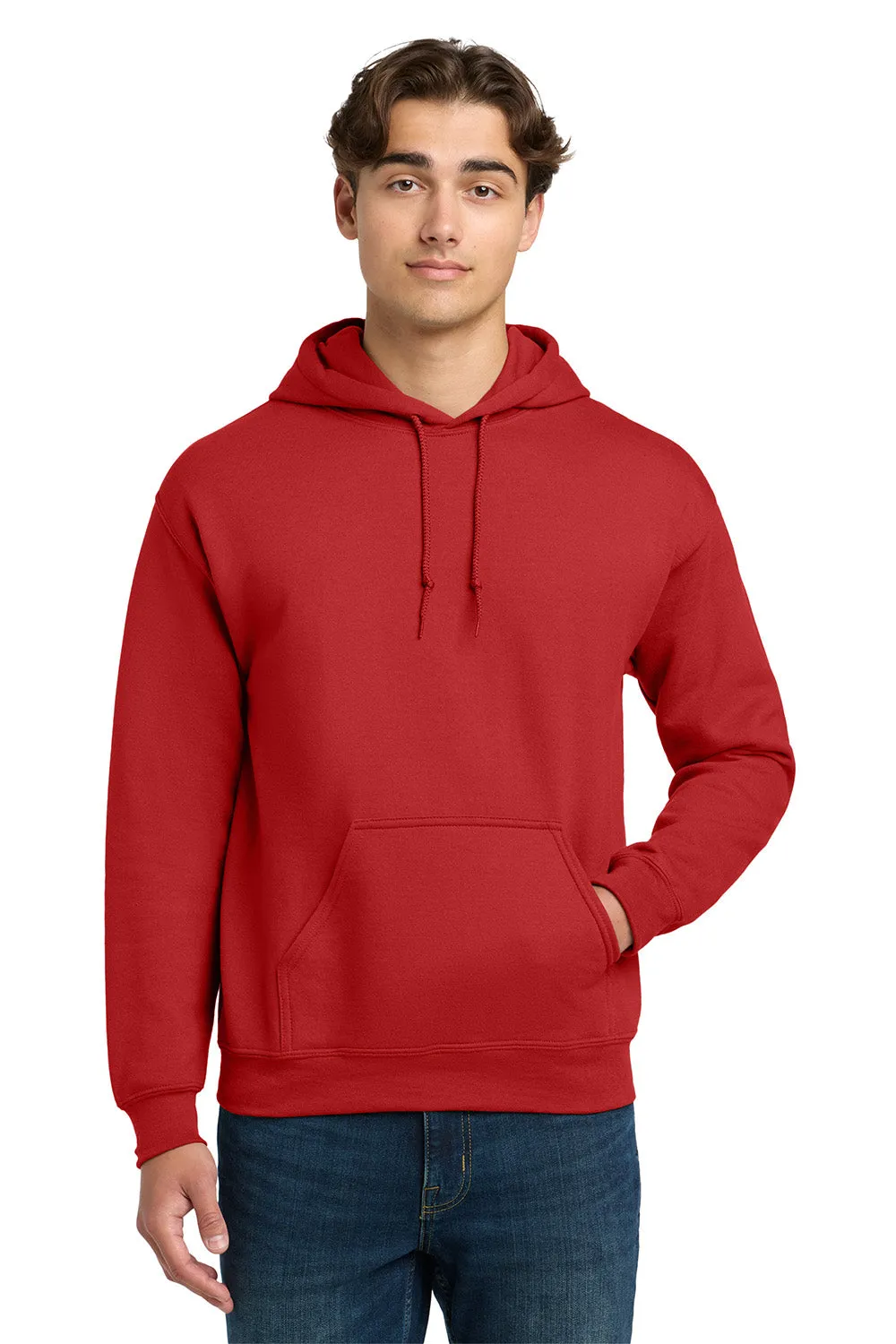 Gildan Mens DryBlend Moisture Wicking Hooded Sweatshirt Hoodie w/ Pouch Pocket - Red  Affordable Clothing Gildan