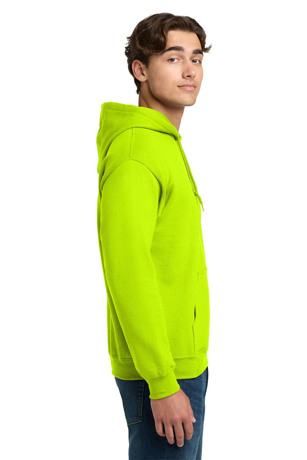 Gildan Mens DryBlend Moisture Wicking Hooded Sweatshirt Hoodie w/ Pouch Pocket - Safety Green