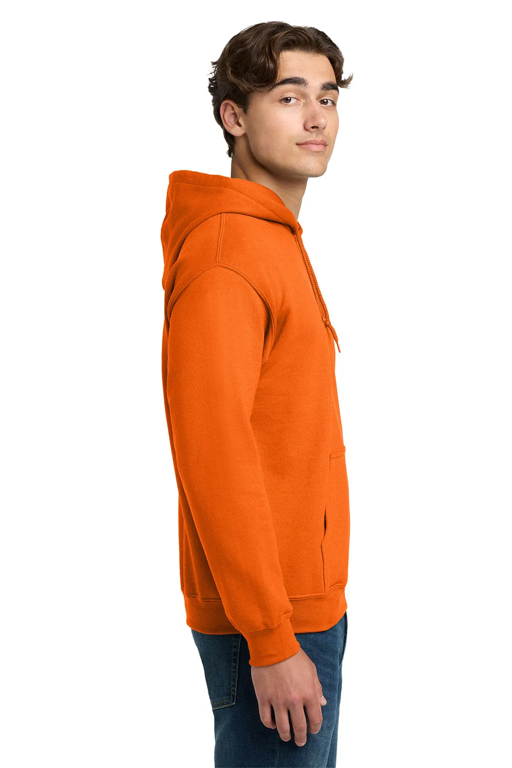 Gildan Mens DryBlend Moisture Wicking Hooded Sweatshirt Hoodie w/ Pouch Pocket - Safety Orange  Affordable Clothing Gildan