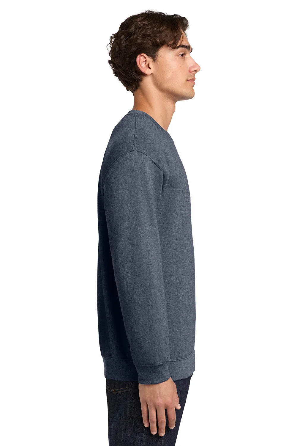 Gildan Mens Pill Resistant Fleece Crewneck Sweatshirt - Heather Dark Navy Blue