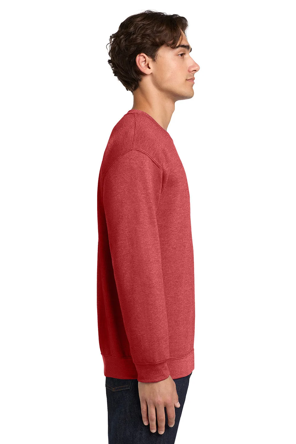 Gildan Mens Pill Resistant Fleece Crewneck Sweatshirt - Heather Scarlet Red