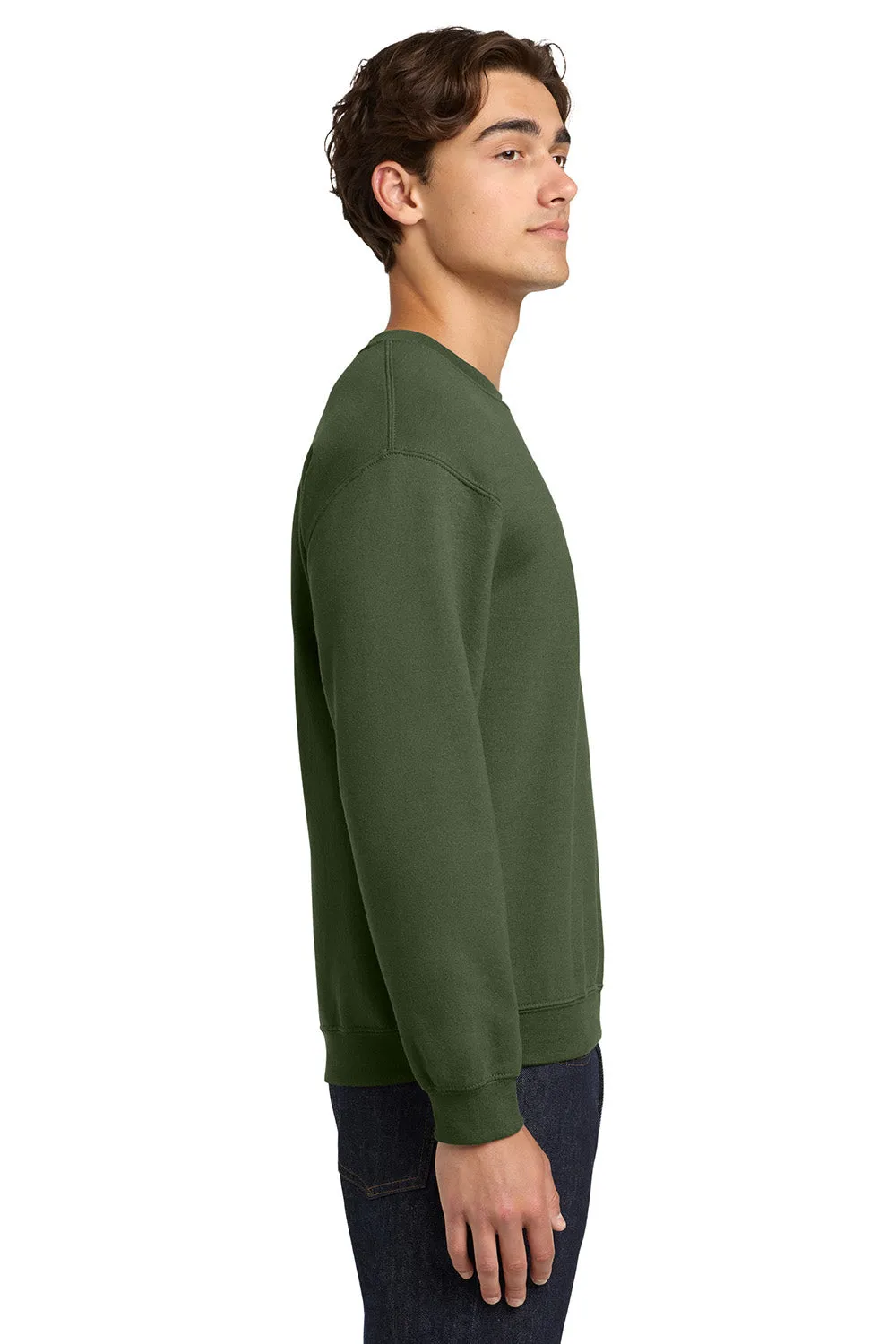 Gildan Mens Pill Resistant Fleece Crewneck Sweatshirt - Military Green