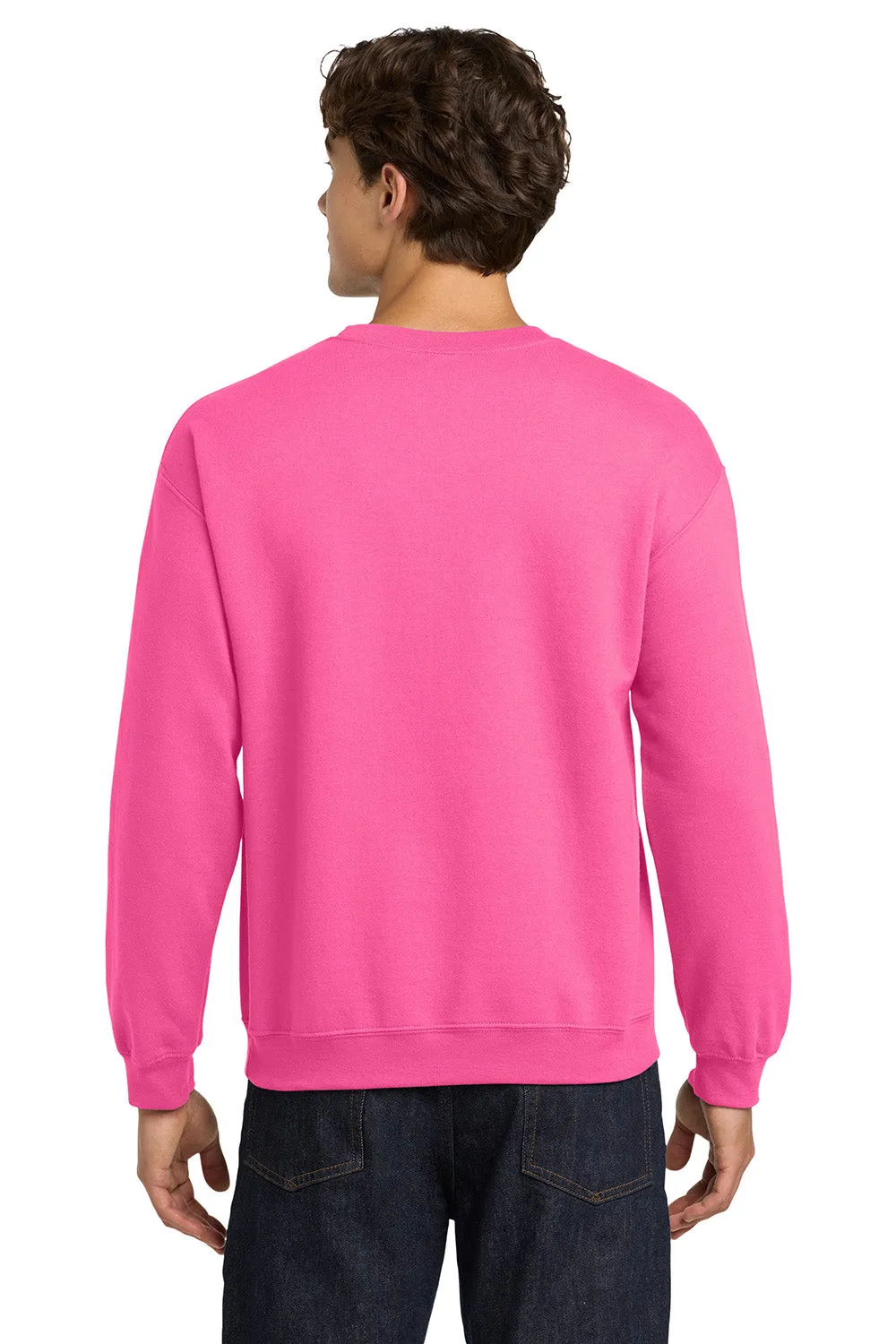 Gildan Mens Pill Resistant Fleece Crewneck Sweatshirt - Safety Pink