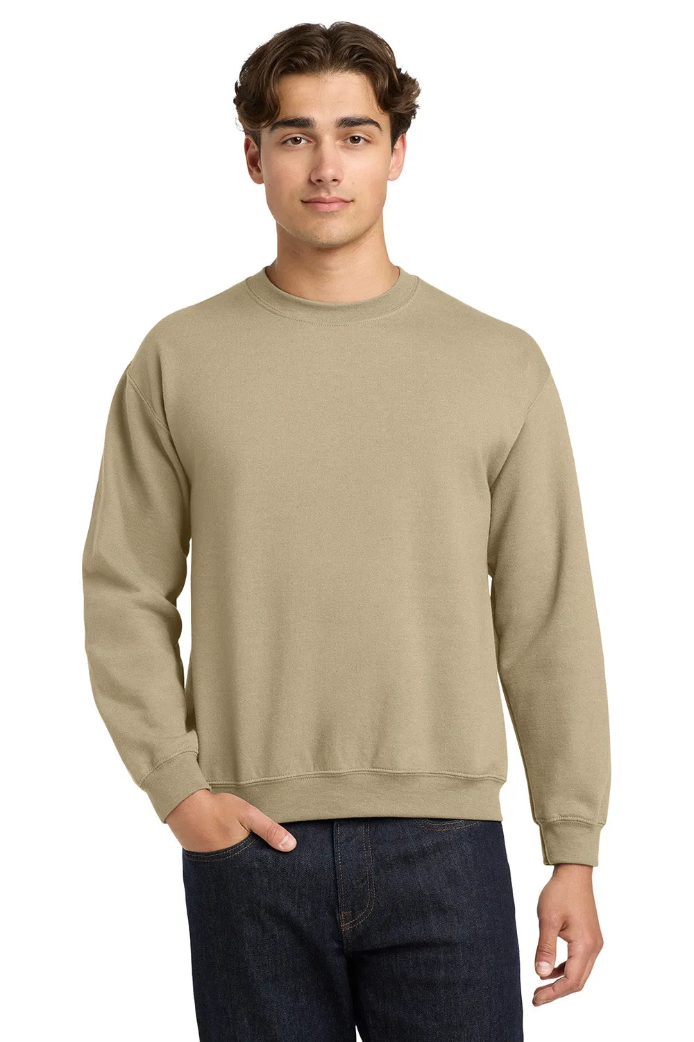 Gildan Mens Pill Resistant Fleece Crewneck Sweatshirt - Sand  Affordable Clothing Gildan
