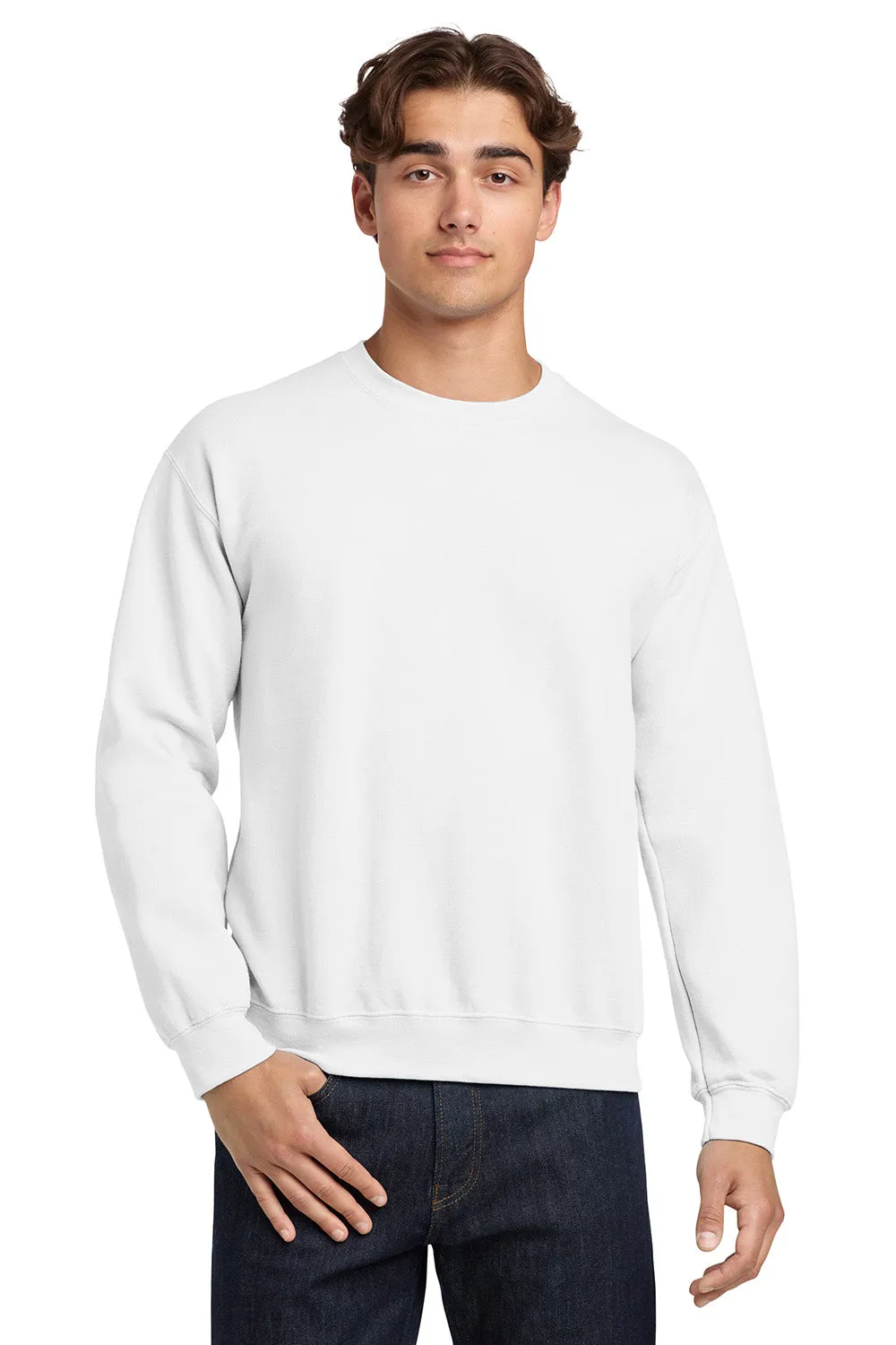 Gildan Mens Pill Resistant Fleece Crewneck Sweatshirt - White