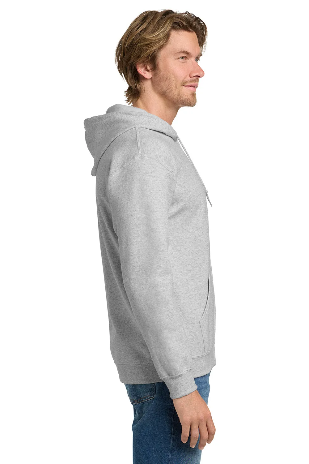 Gildan Mens Pill Resistant Full Zip Hooded Sweatshirt Hoodie w/ Pockets - Ash Grey