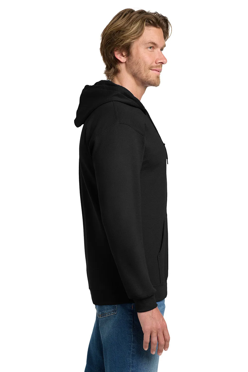 Gildan Mens Pill Resistant Full Zip Hooded Sweatshirt Hoodie w/ Pockets - Black  Affordable Clothing Gildan