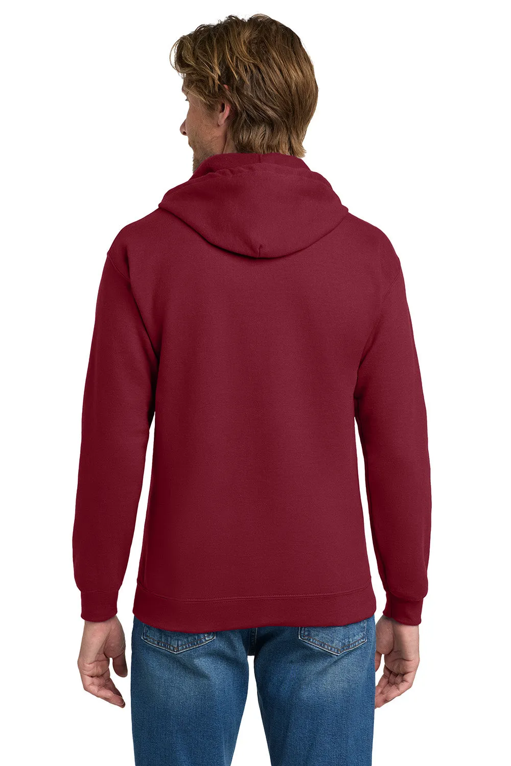 Gildan Mens Pill Resistant Full Zip Hooded Sweatshirt Hoodie w/ Pockets - Cardinal Red