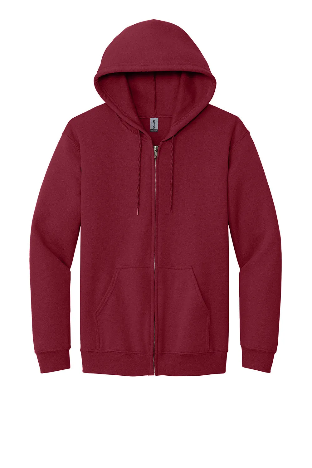 Gildan Mens Pill Resistant Full Zip Hooded Sweatshirt Hoodie w/ Pockets - Cardinal Red