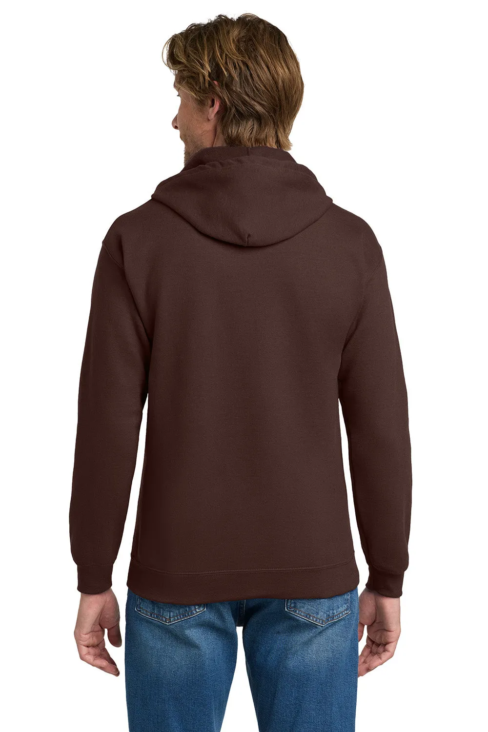 Gildan Mens Pill Resistant Full Zip Hooded Sweatshirt Hoodie w/ Pockets - Dark Chocolate Brown