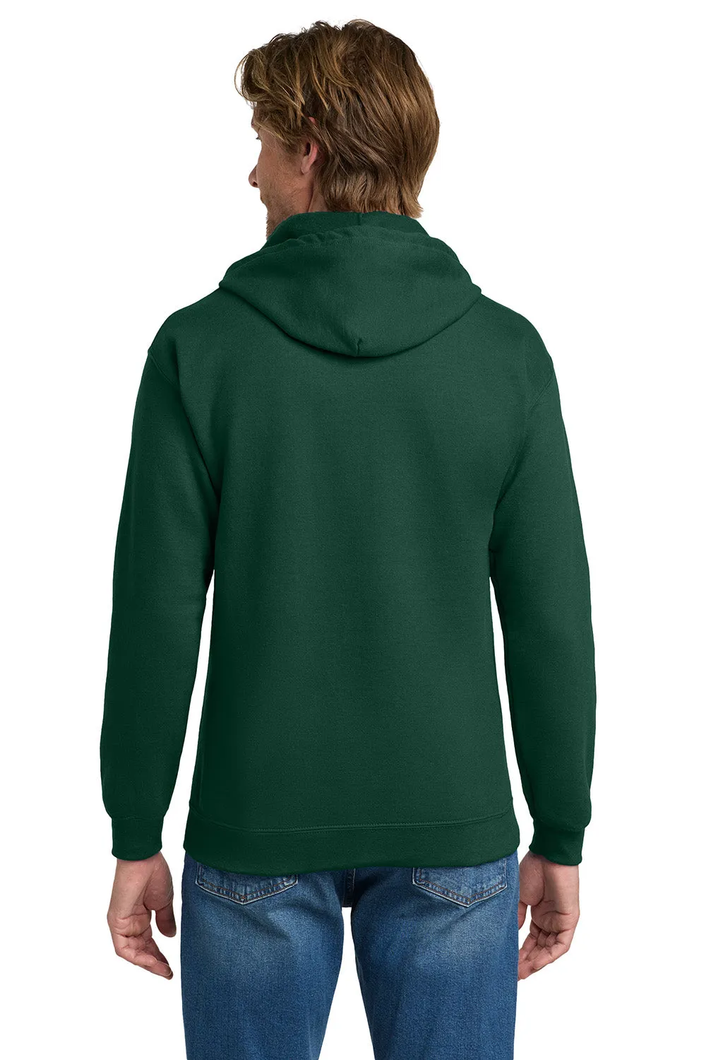 Gildan Mens Pill Resistant Full Zip Hooded Sweatshirt Hoodie w/ Pockets - Forest Green  Affordable Clothing Gildan