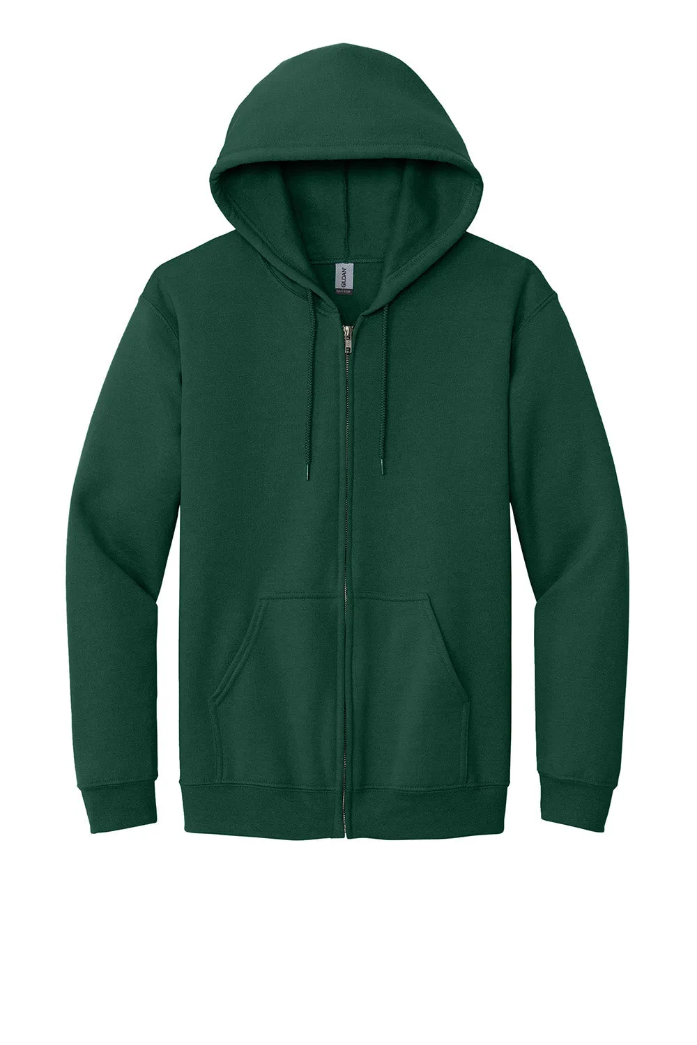 Gildan Mens Pill Resistant Full Zip Hooded Sweatshirt Hoodie w/ Pockets - Forest Green  Affordable Clothing Gildan