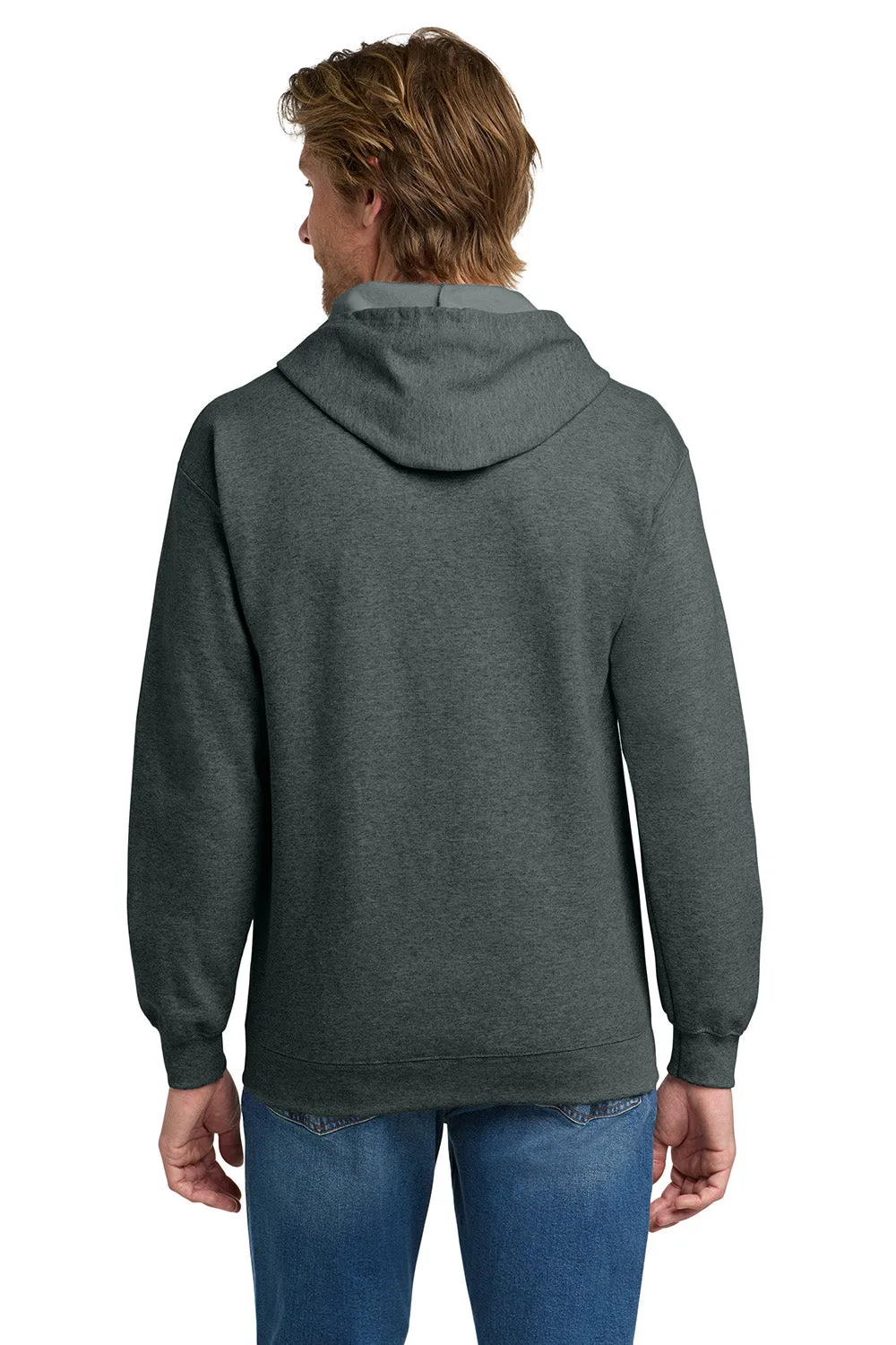 Gildan Mens Pill Resistant Full Zip Hooded Sweatshirt Hoodie w/ Pockets - Heather Dark Grey
