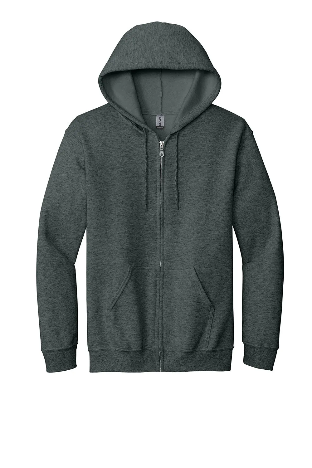 Gildan Mens Pill Resistant Full Zip Hooded Sweatshirt Hoodie w/ Pockets - Heather Dark Grey