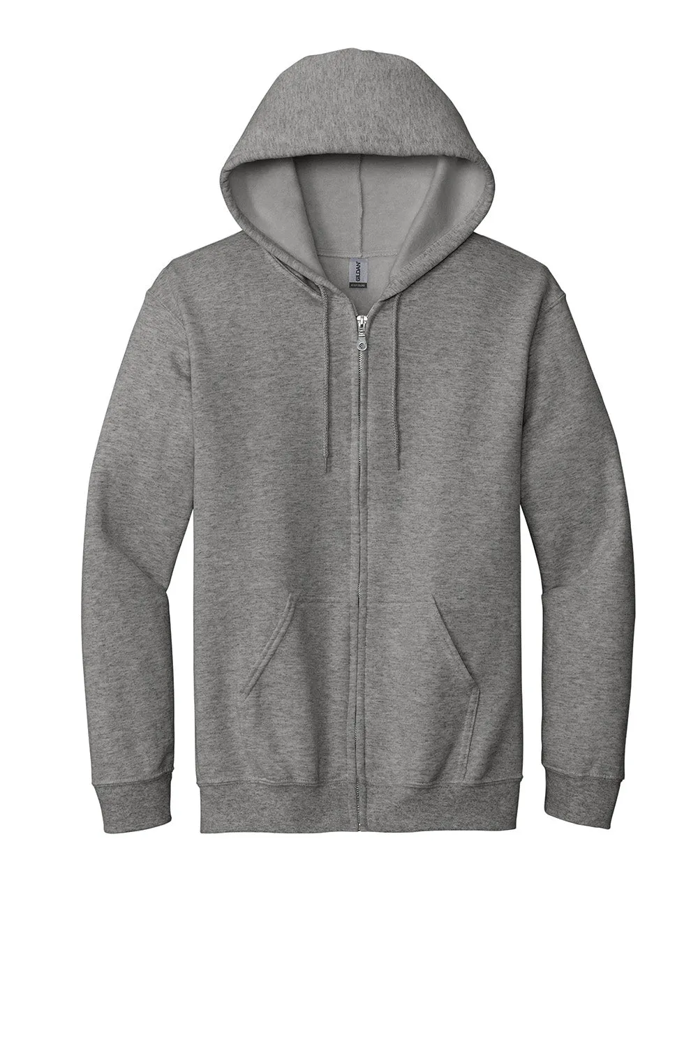 Gildan Mens Pill Resistant Full Zip Hooded Sweatshirt Hoodie w/ Pockets - Heather Graphite Grey